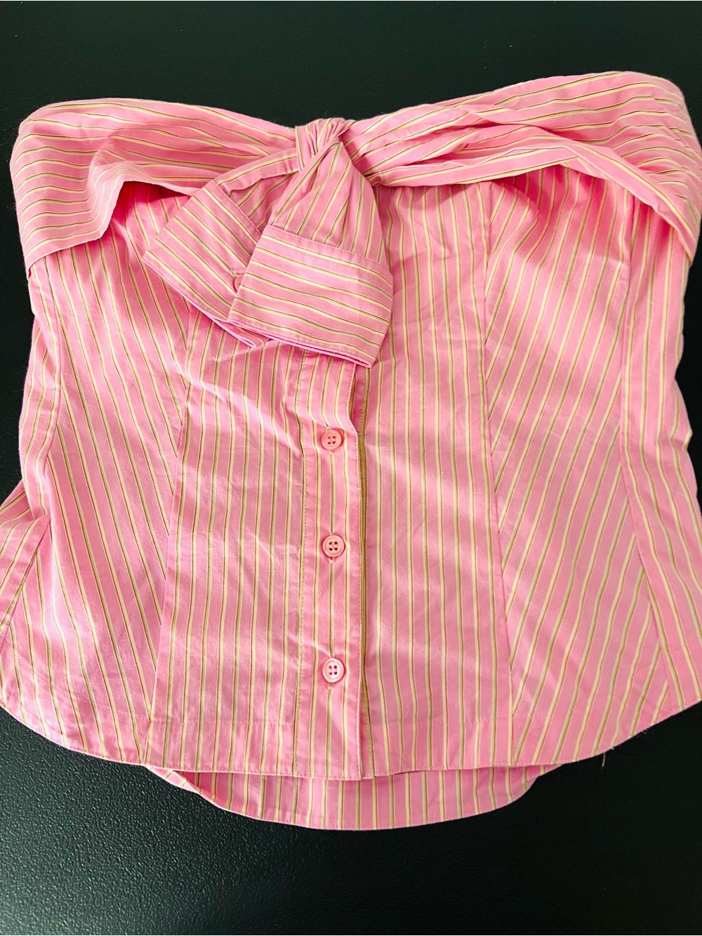 Bryan Fares Beauty Mark Pink Stripe Strapless Bow Top Size 6 - Picture 5 of 9